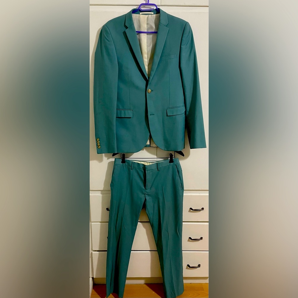 Teal coloured Topman 2 piece suit